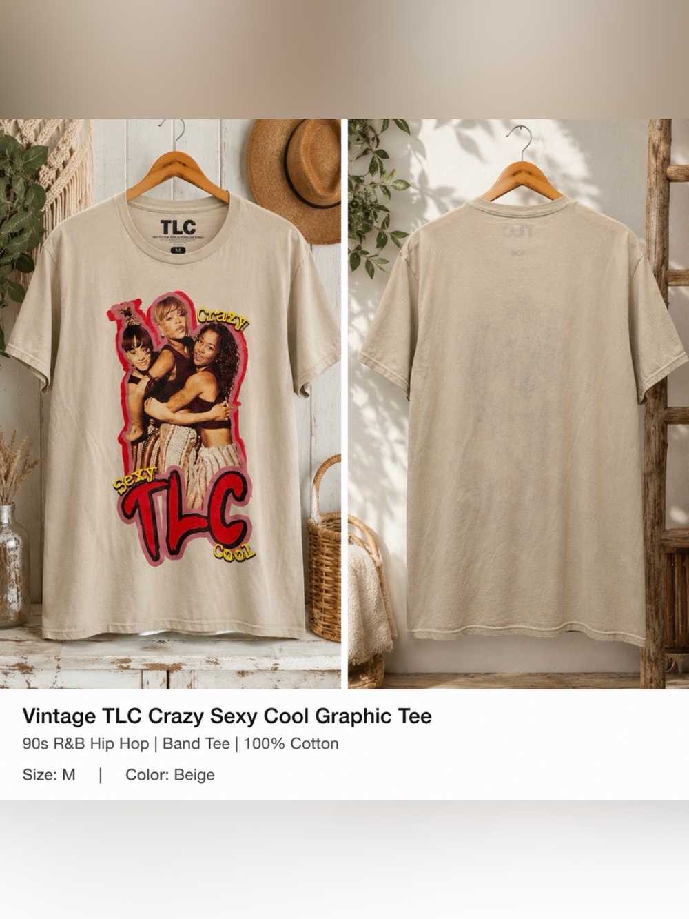 TLC Crazy Sexy Cool Graphic Tee - Beige size medium
